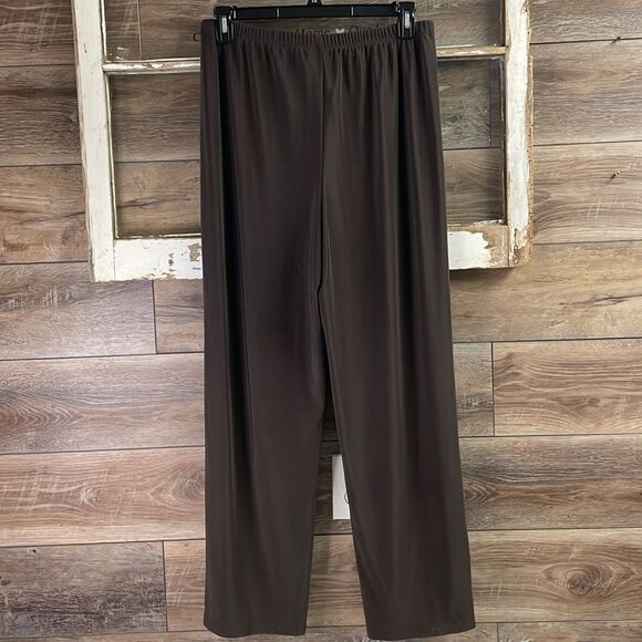 I.N. STUDIO Ladies Elastic Waist Stretch Dress Wider Leg Pants Size XL Brown - Picture 5 of 7